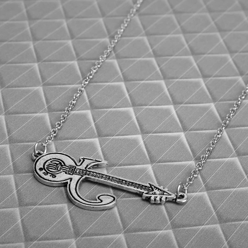 Hanchang меломана подарок серебряный Цвет Гитары кулон цепочка Цепочки и ожерелья