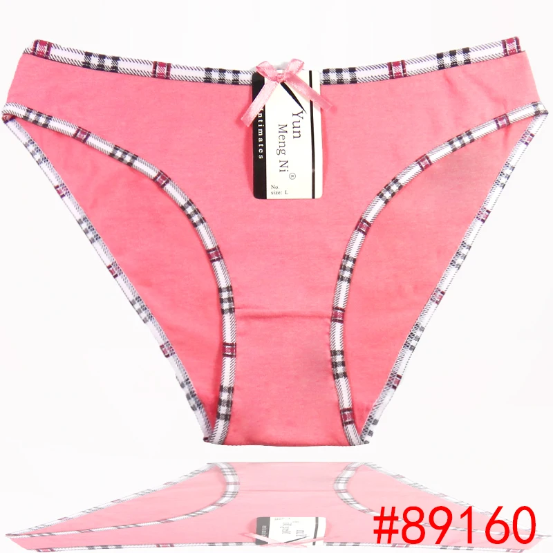 Комплект из 4 однотонных хлопковых трусиков-бикини для девушек короткие женские