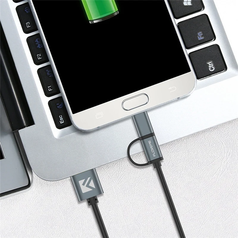 Floveme Тип C micro usb кабель 2 в 1 QC 3.0 fast Зарядное устройство Кабо для Samsung S8 S7 S9