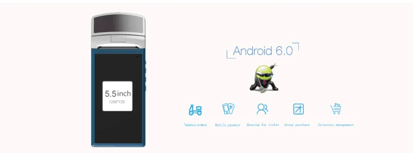 Pos-принтера 58 мм android 6,0 Поддержка сканер штрих-кода, Wi-Fi 3 г bluetooth loyverse Pos программного обеспечения