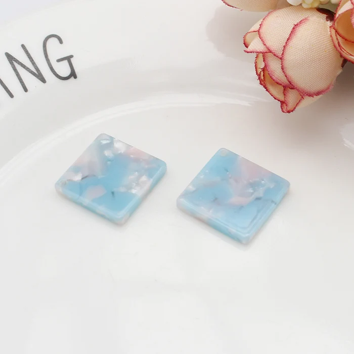 4-18MM Square 10 шт. Черепаховые квадратные и прямоугольные амулеты ацетат акриловые амулеты жемчужная мозаика сердце кулон Diy серьги фурнитура - Окраска металла: 4-18MM Square