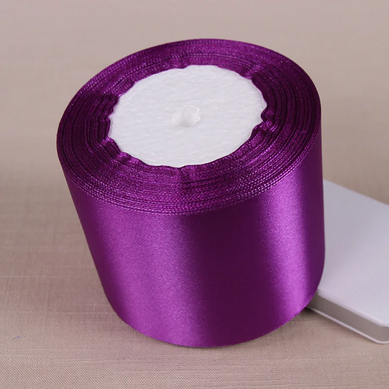 75mm Dark purple 6 мм-75 мм 25 ярдов фиолетовая шелковая Атласная Лента Свадебная вечеринка Декор пригласительная карта Подарочная упаковка принадлежности для скрапбукинга DIY лук Ремесло - Цвет: 75mm Dark purple