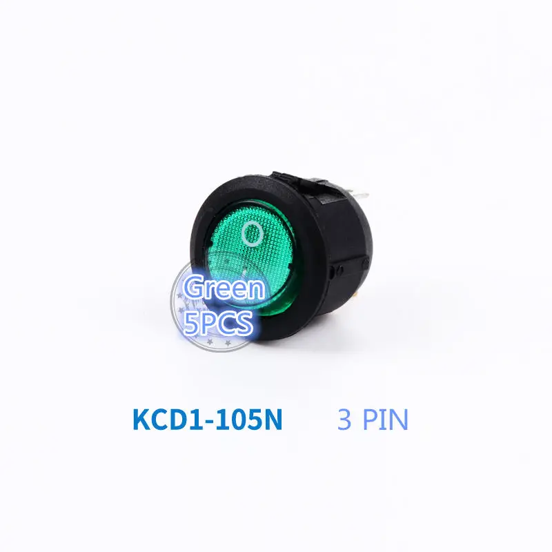 5PCS SC055 Red/Black LED Button Switch 3 Pin On/Off Rocker KCD1-105N VDE Copper pin silvertipped 6A 250V Sell at a Loss | Обустройство