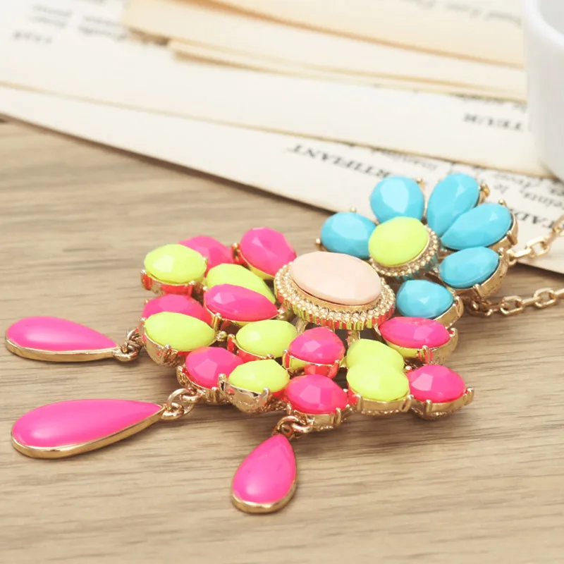 Светильник Neoglory желтое золото полимер лак цветные Длинные подвески ожерелья для