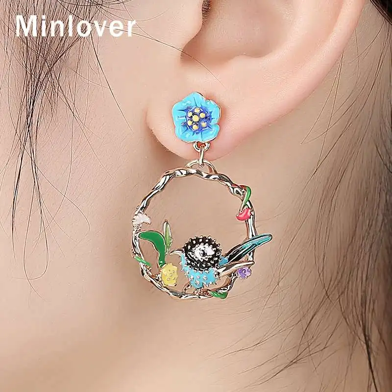 Женские весенние романтические серьги Minlover синие металлические Mori милые