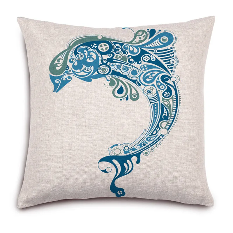 Квадратная хлопковая декоративная наволочка для дивана 45 см * морских организмов