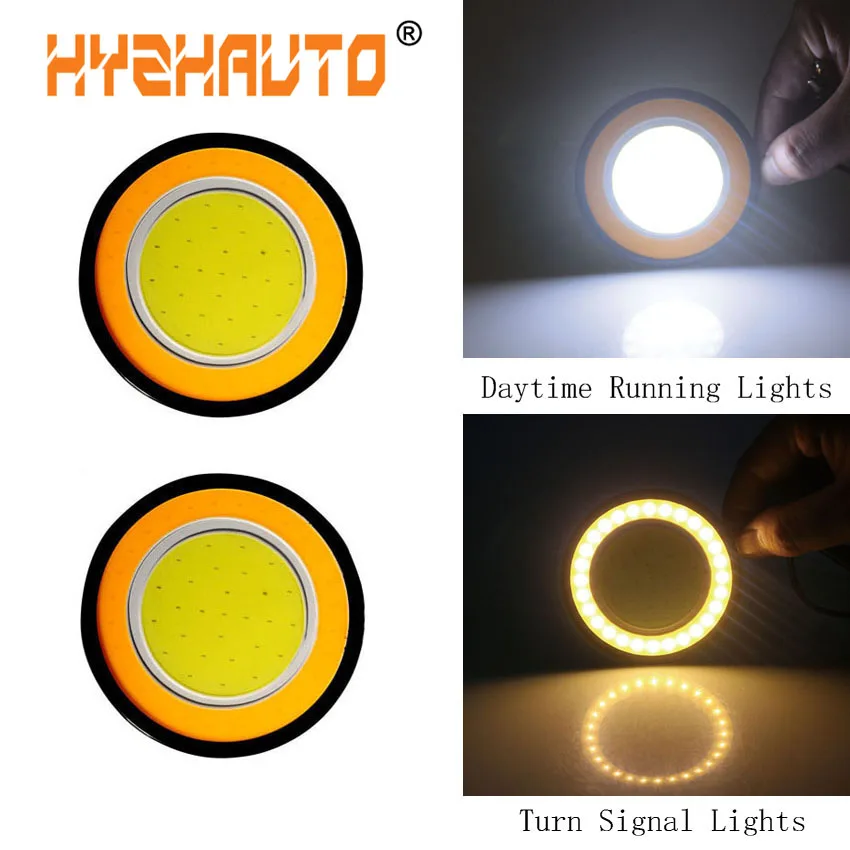 HYZHAUTO 2 шт. двухцветные COB Противотуманные фары светодиодсветодиодный дневные