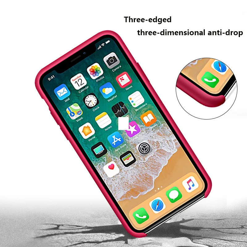 Оригинальный жидкий силиконовый чехол для телефона iphoneX Одноцветный матовый