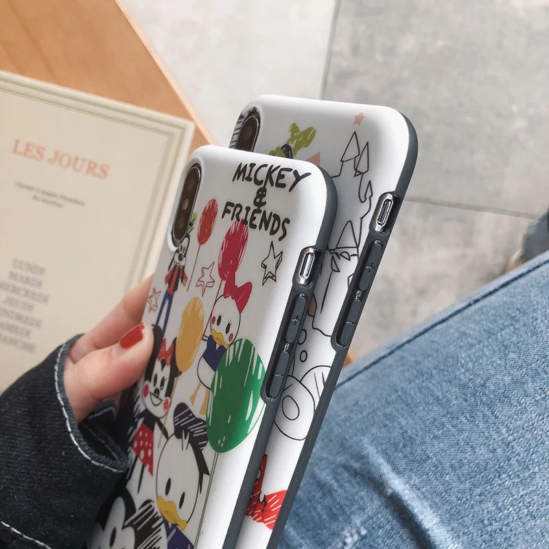 Мультяшный дудлинг Микки и Минни для iPhone Xs XR Max Чехол мобильного телефона 6s 7 8 Plus