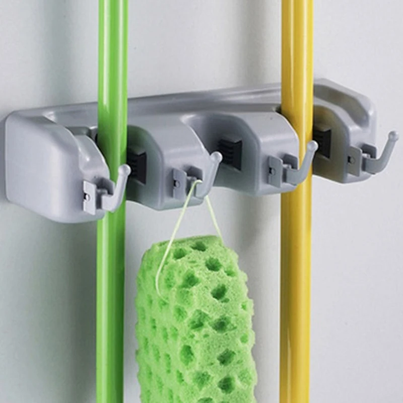 Настенный держатель для швабры вешалка щетки метлы Многофункциональная крючок