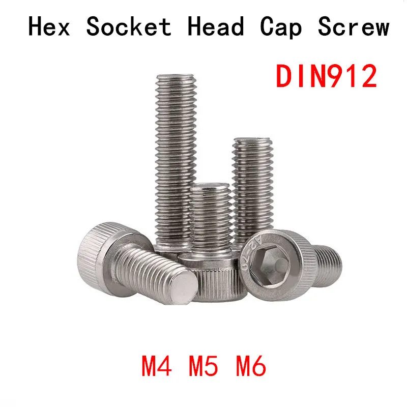 Винты с шестигранной головкой DIN912 из нержавеющей стали винты M4/M5/M6 *