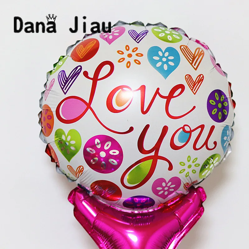 DanaJiau LOVE YOU красное сердце ручная палка воздушный шар День рождения греческий