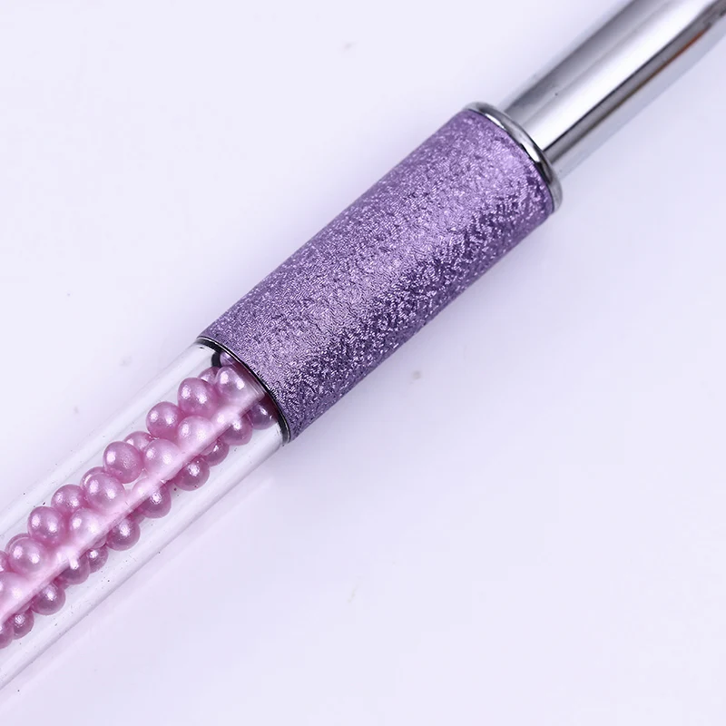 Градиентная кисть для рисования ногтей веер фиолетовая ручка со стразами