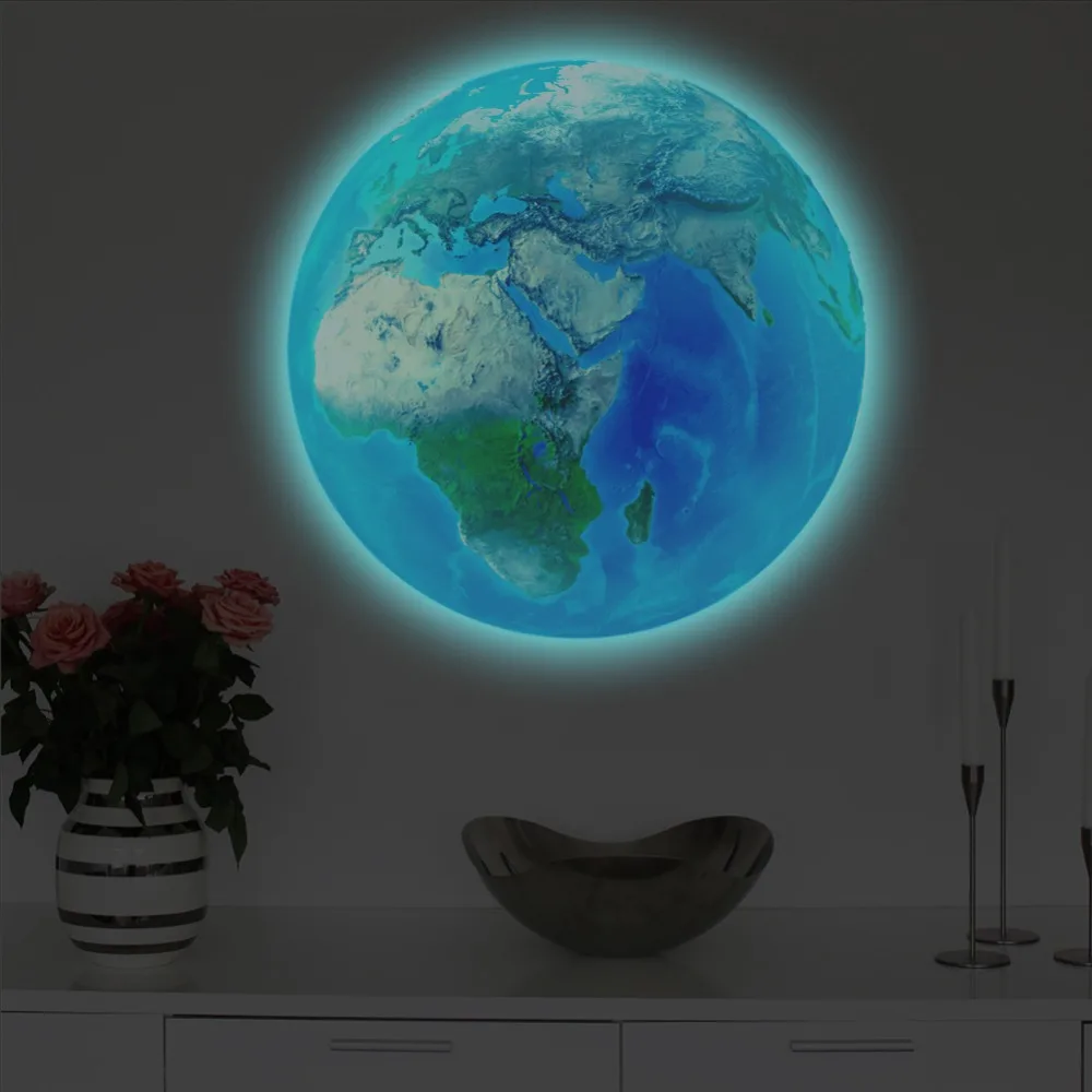 Новые светящиеся голубые земли мультфильм DIY 3d настенные наклейки для детских
