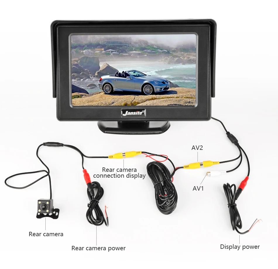JMCQ 4,3 дюймов TFT lcd монитор автомобиля монитор дисплей обратная камера парковочная система для автомобиля заднего вида Мониторы NTSC PAL