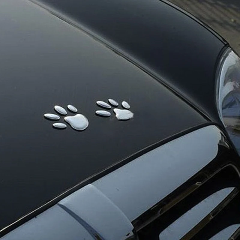 

Silver/Gold 3D Bear Dog Paw Footprint Car Window Bumper Body Decal Sticker Auto Decor