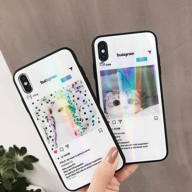 Роскошный чехол для iPhone 7 Plus из закаленного стекла милая собака мультяшная крышка