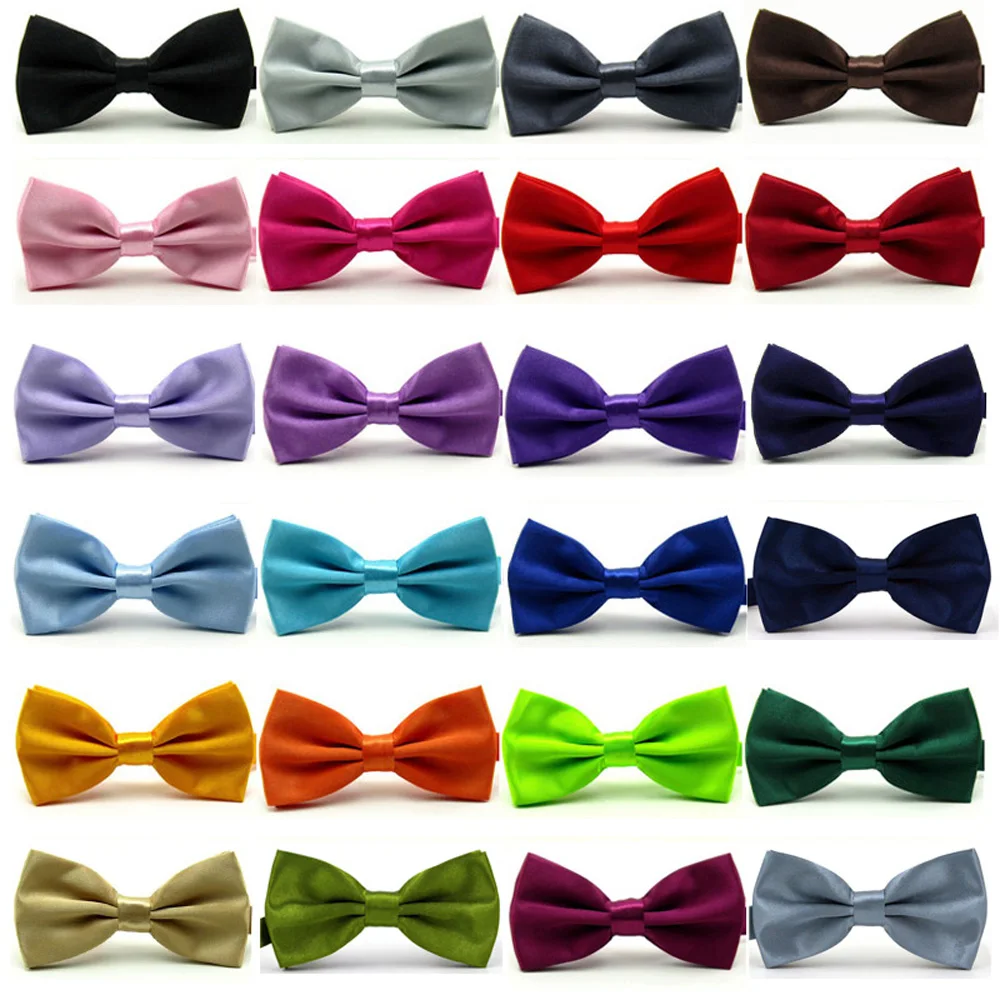 

Men Satin Pre-Tied Solid Plain Bow Tie Wedding Adjustable Tuxedo Bowties Necktie BWTYY0504