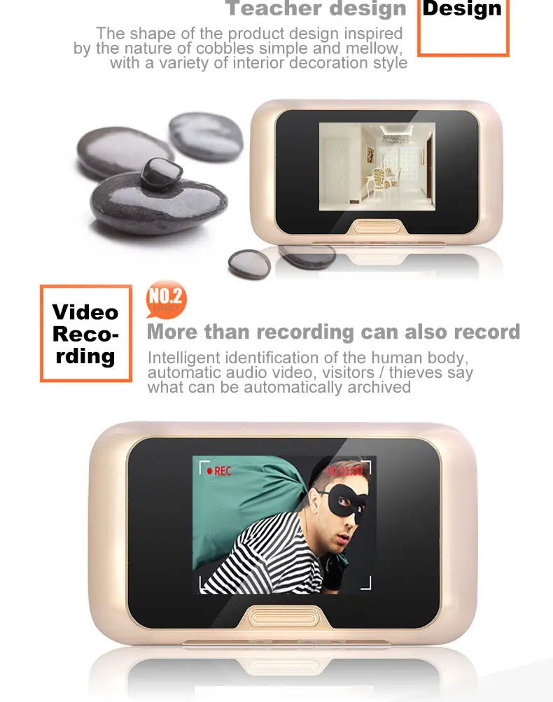 

Mountainone 3.0" TFT IR Day/Night View Digital Peephole Door Viewer Door Bell with 120 Degree Motion Video Doorphone Doorbell