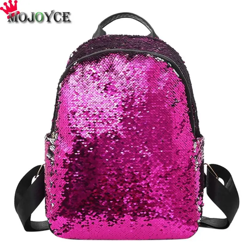 Ярко-розовый Блёстки рюкзак для женщин Повседневное путешествия Bling Bagpack школьная сумка для подростков обувь девочек женский Mochila Feminina Sac Dos - Цвет: Ярко-розовый