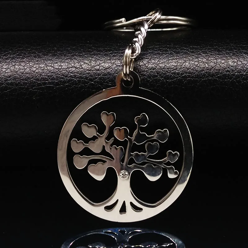 Брелок с подвеской из нержавеющей стали Tree of Life серебряный цвет брелки для женщин