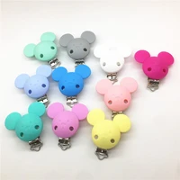 chenkai 10pcs bpa free silicone mouse clips diy baby teether pacifier dummy montessori sensory jewelry holder chain mickey clips
