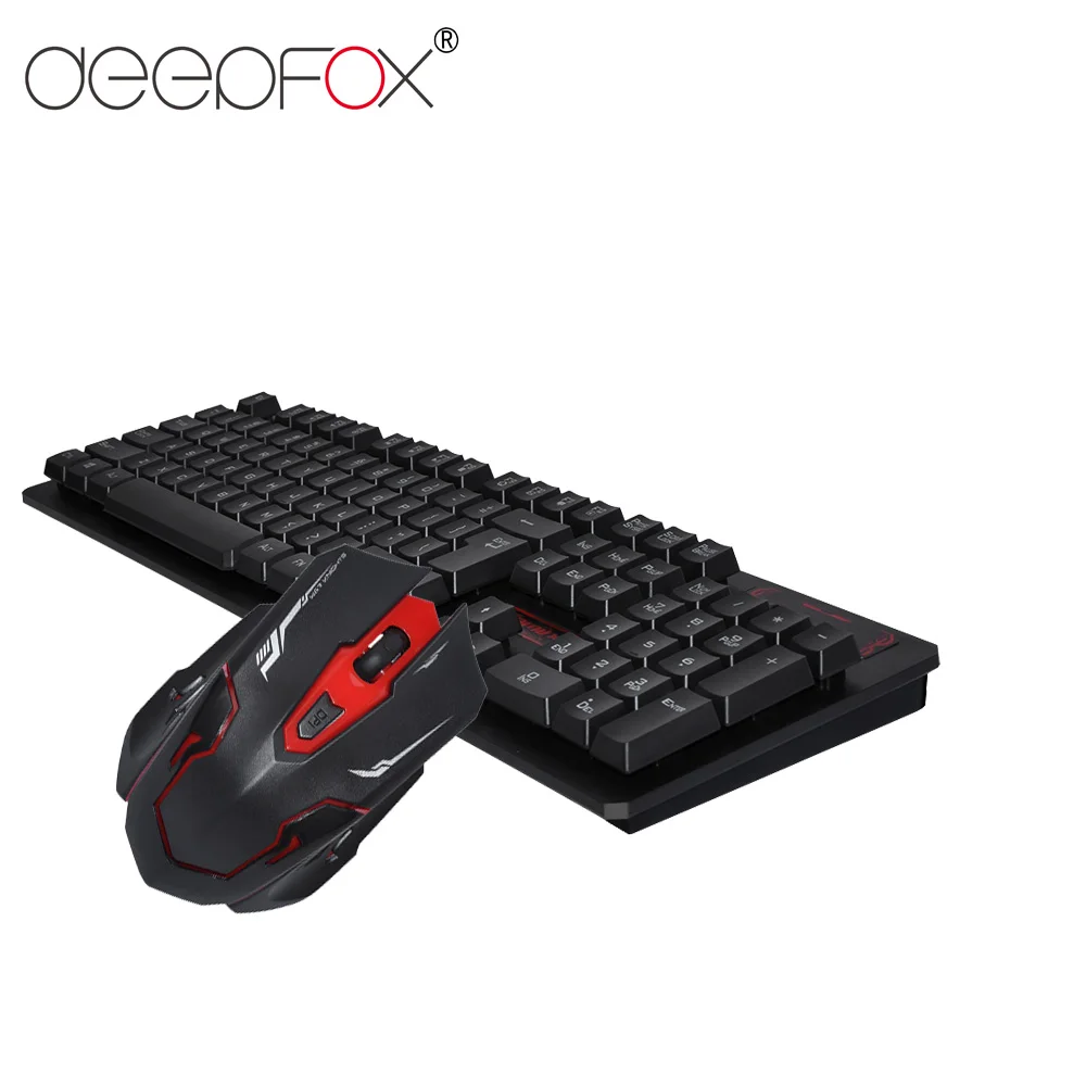 DeepFox мышь Клавиатура Набор Беспроводная игровая клавиатура и с подсветкой 1600 dpi