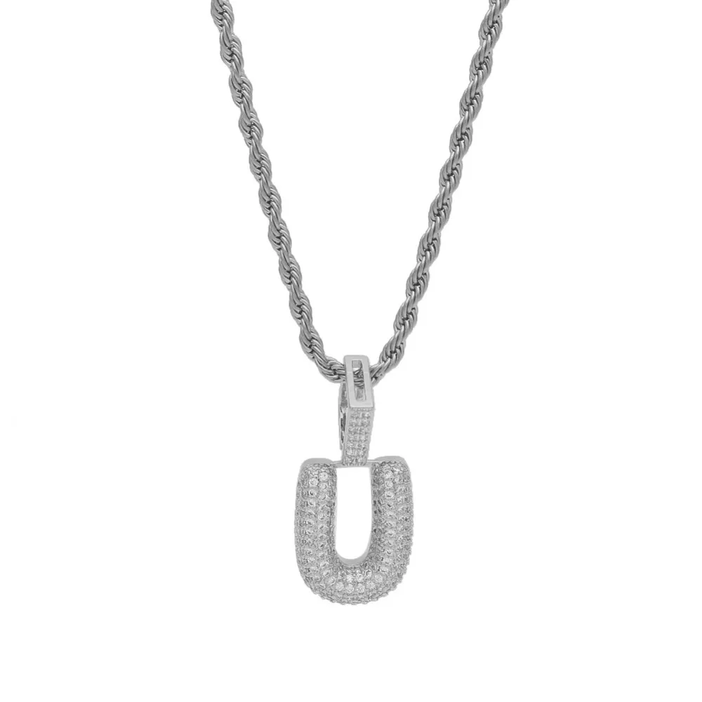 Фианит Bling Bubble Letters кулон Iced Out A Z с первоначальным золотым и серебряным цветом
