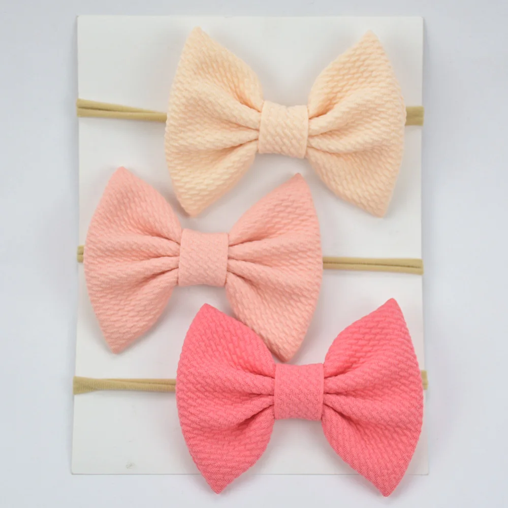 

20 pcs/lot, 3.9" fabric bow nylon headbands, Stretchy and Soft , one size fits most, baby girls hair accessories