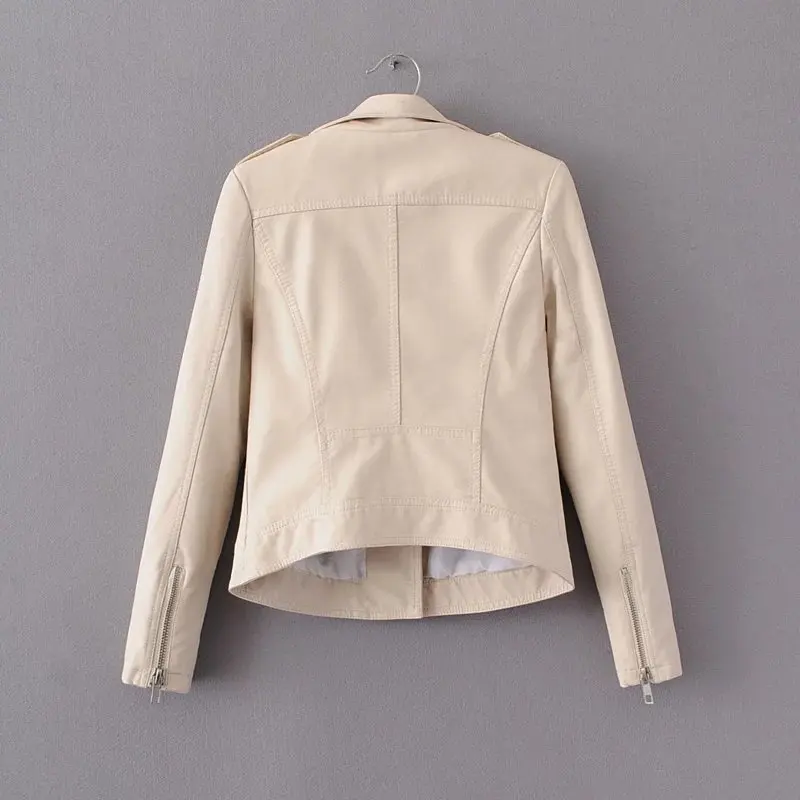 Женская короткая куртка из мягкой искусственной кожи VOGUE Черная/бежевая