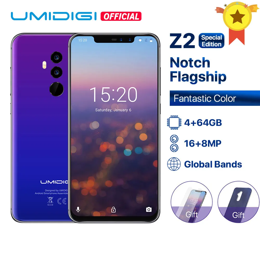 UMIDIGI Z2 специальное издание Global Bands 6," FHD+ полноэкранный Helio P23 4G+ 64 Гб F/8,1 Большая диафрагма Android 4G смартфон