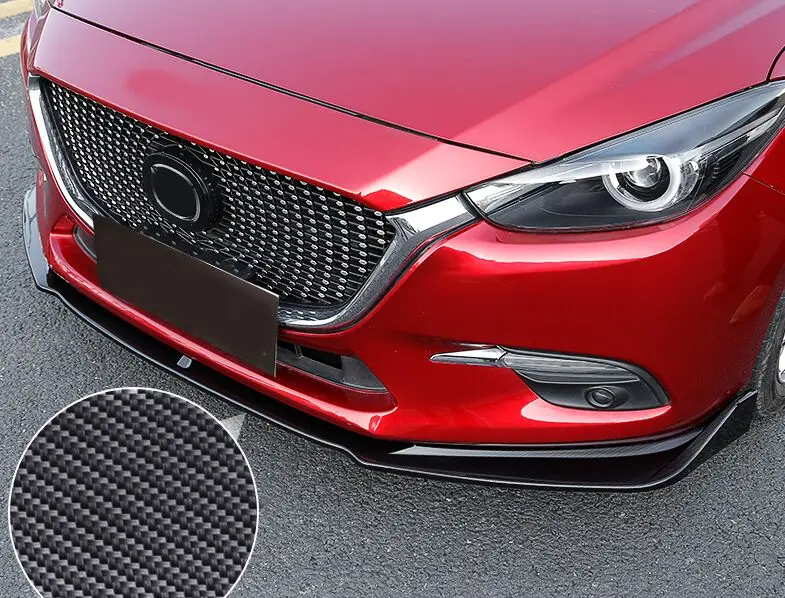 Авто аксессуары ABS черный Передний спойлер для губ подбородок 3 шт. набор подходит для Mazda 3 Axela