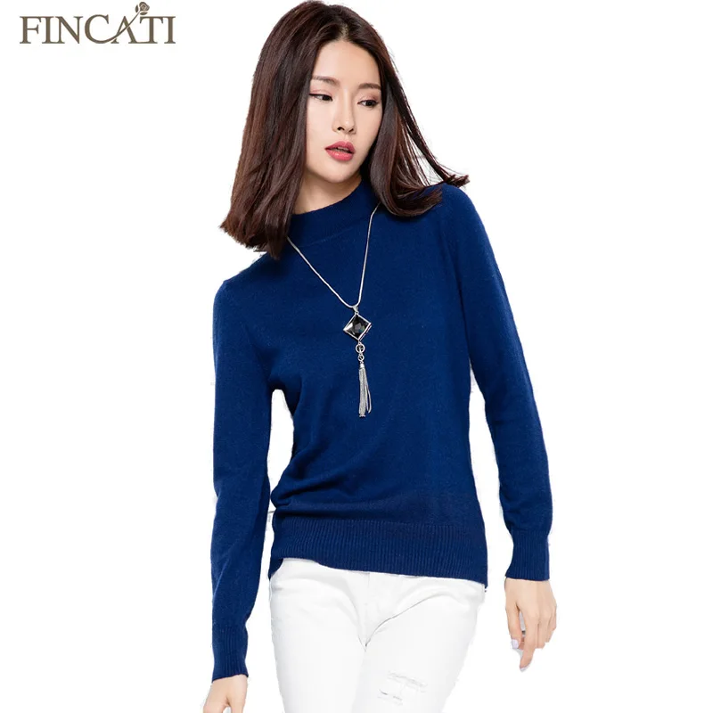 Women Autumn Winter Half Turtleneck Cashmere Blend Knitted Pullover Multi Colors Knitwear Thin Sweaters All-Match Jersey | Женская