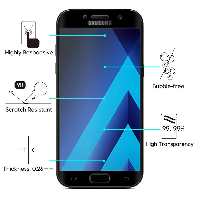 Защитное стекло закаленное 9H для Samsung Galaxy A6 A8 Plus 2018 J3 J5 J7 2016 2017 J530FM J730FM J4 J6 |