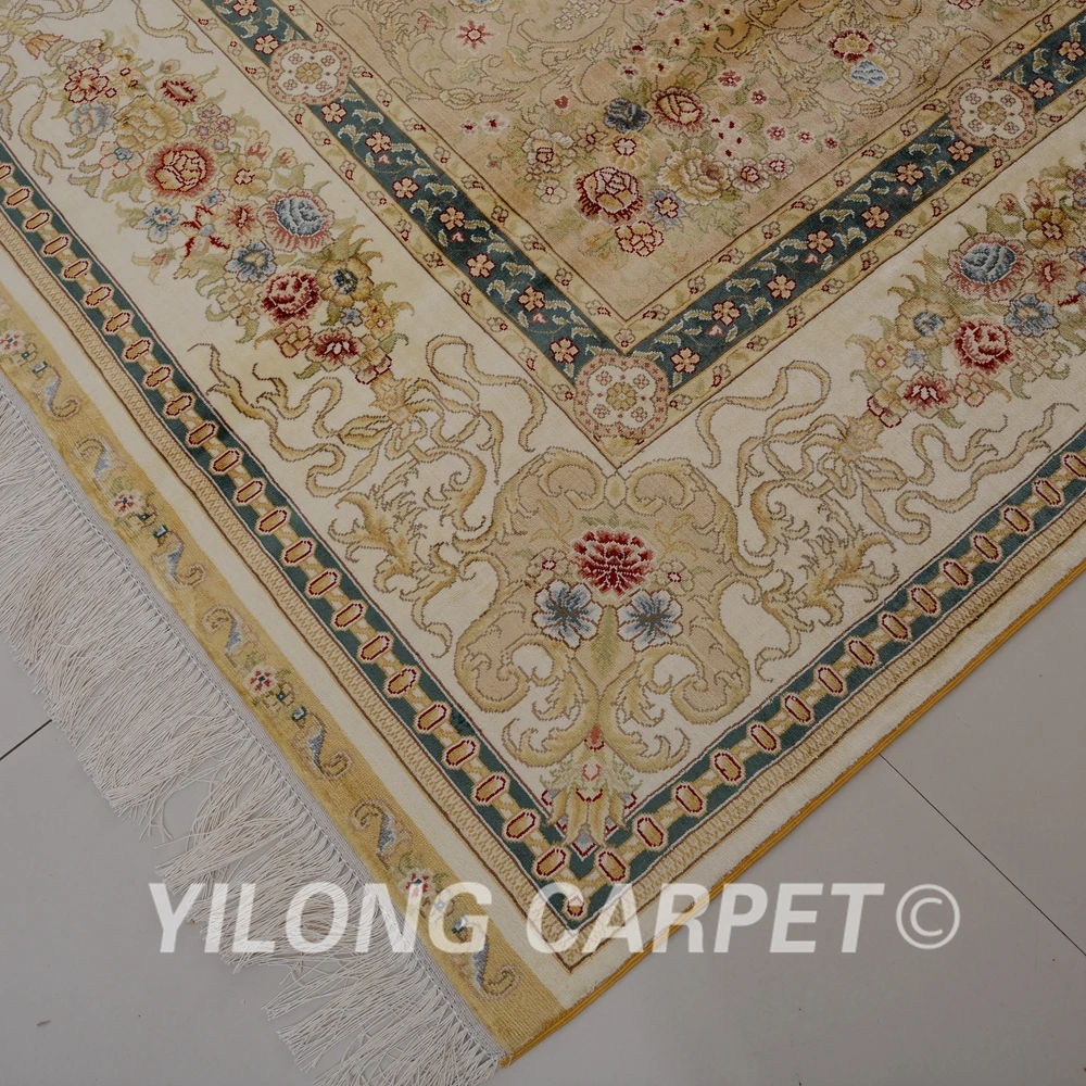 Yilong 6'x9' дизайн сада Бежевый Шелковый Vantage ковер ручной работы hereke шелковый