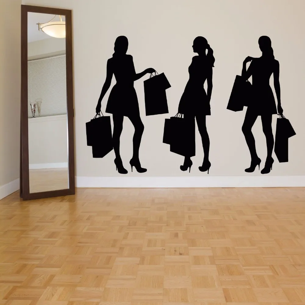 Магазин одежды настенные Стикеры модные украшения для девочек магазин наклейка