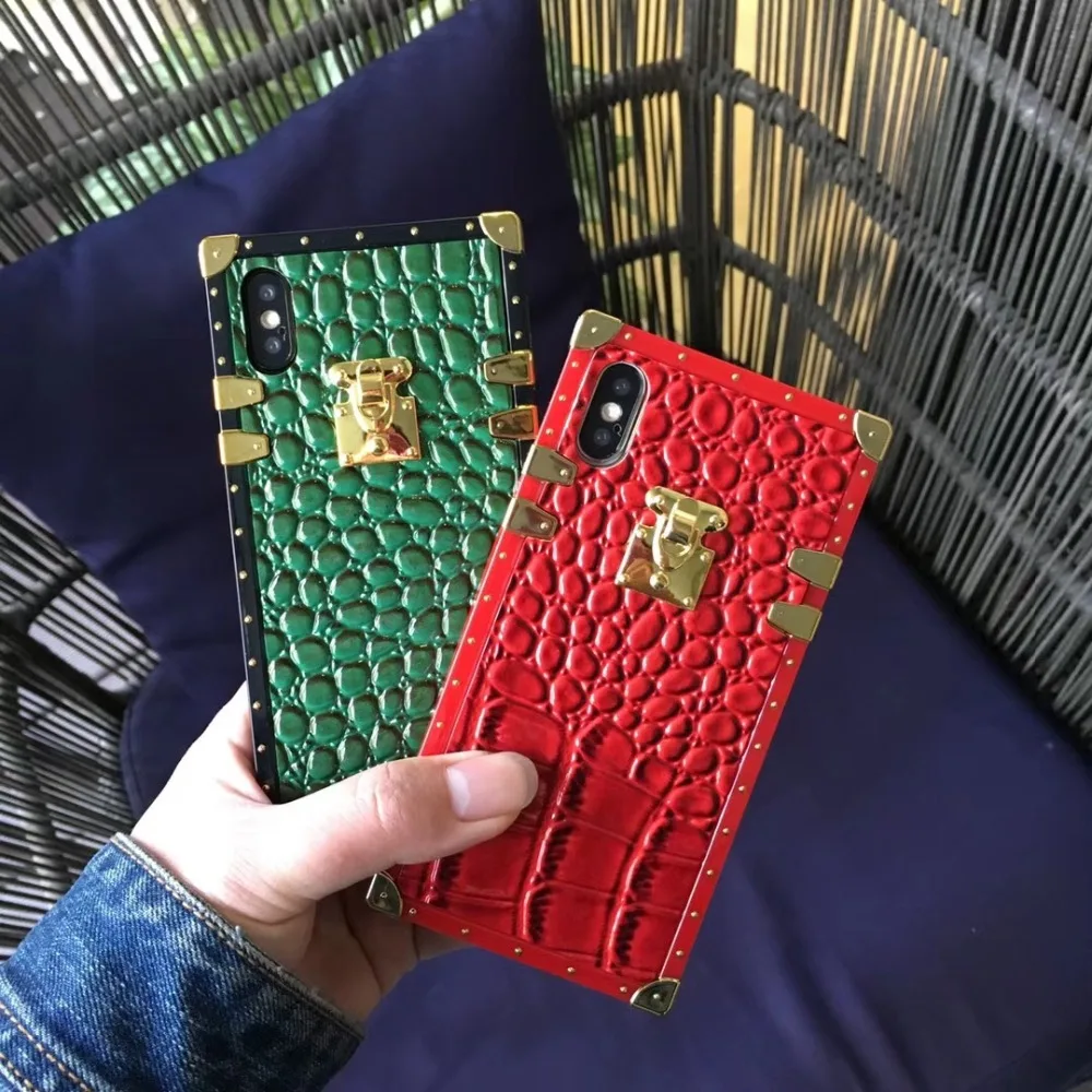 Чехол из крокодиловой кожи с золотыми пуговицами для iPhone X XR Xs Max 8 8plus 7 plus мягкая
