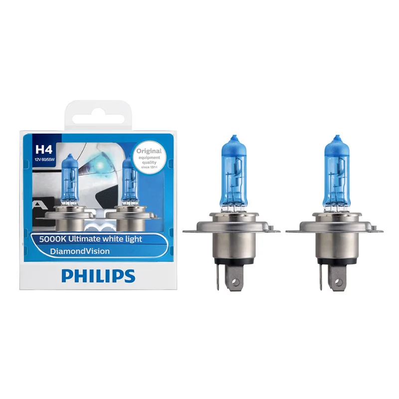 Оригинальный Philips H4 9003 12 в 60/55 Вт P43t алмазное видение 5000K супер белый свет