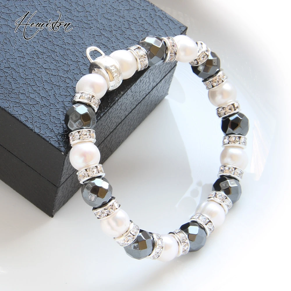 Браслет из гематита Thomas с пресноводным жемчугом браслет бусин Стразы фирменной