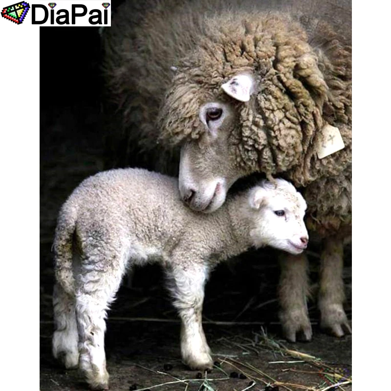 

DIAPAI 100% Full Square/Round Drill 5D DIY Diamond Painting "Animal sheep" Diamond Embroidery Cross Stitch 3D Decor A19012