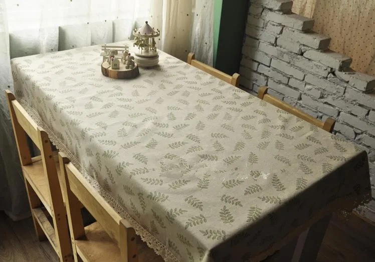 Pastoral Style Linen Tablecloth Leave Pattern Table Cloth Zakka Tablecloths For Picnic And Home Decoration # 85 | Дом и сад