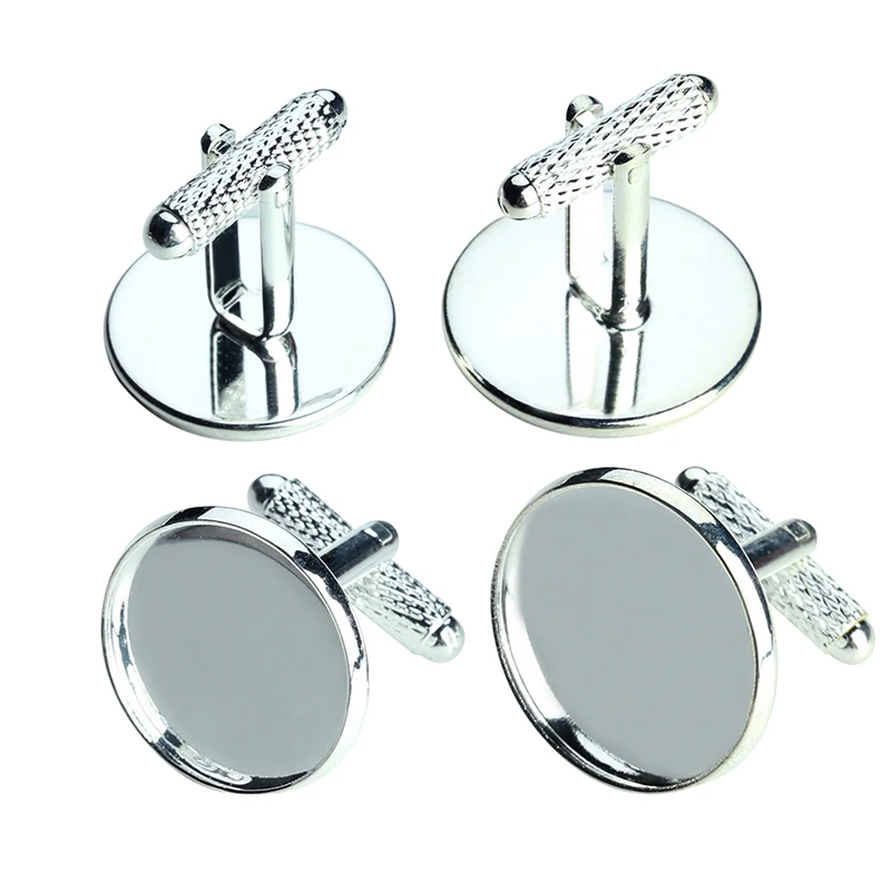 Круглая запонка серебряного цвета базовая для запонок 12/14/16/18/20 мм пустая кабошон