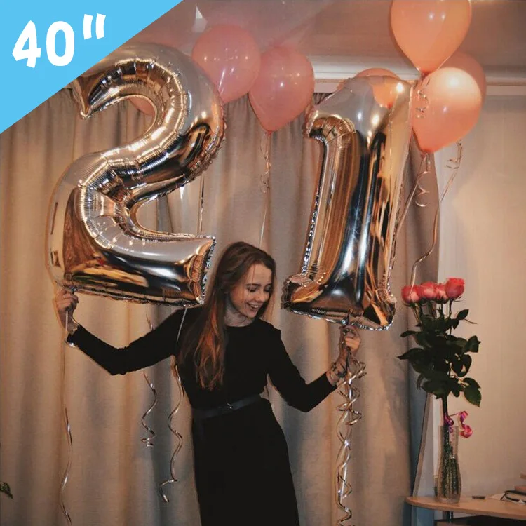 Воздушные шары в форме цифр 1 шт. 3 размера 16/32/40 дюймов из фольги под розовое