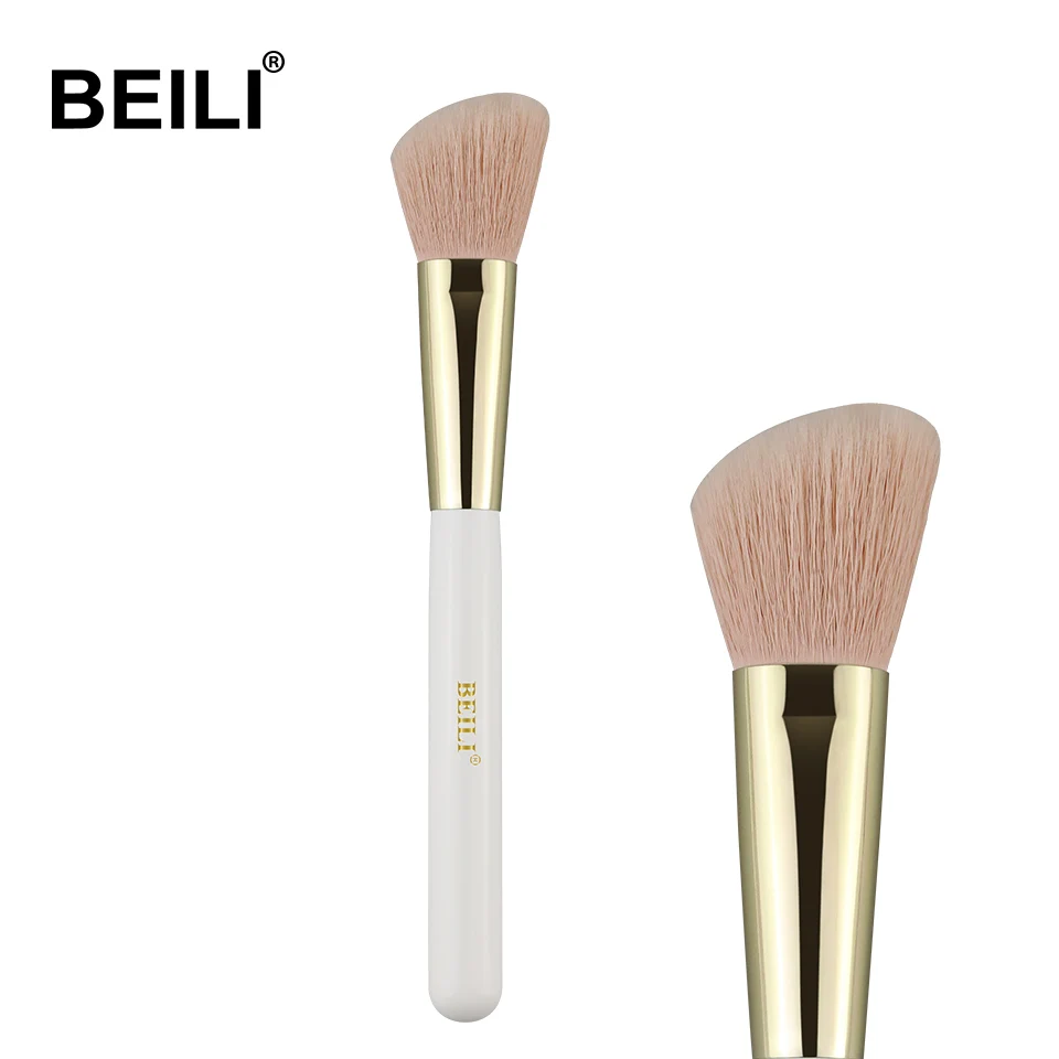 WL77 BEILI перламутровая белая Профессиональная Кисть для макияжа Nano Wool Fiber Gold Powder Foundation blusher тени Контурные растушевки бескровные розовые волосы - Handle Color: WL77