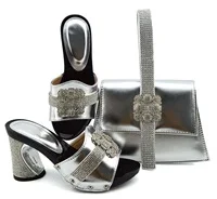 Silver Новое поступление; сезон лето; персиковый цвет; обувь и сумочка в нигерийском стиле; комплект из туфель и сумочки; итальянский комплект из туфель и сумочки - Цвет: Silver