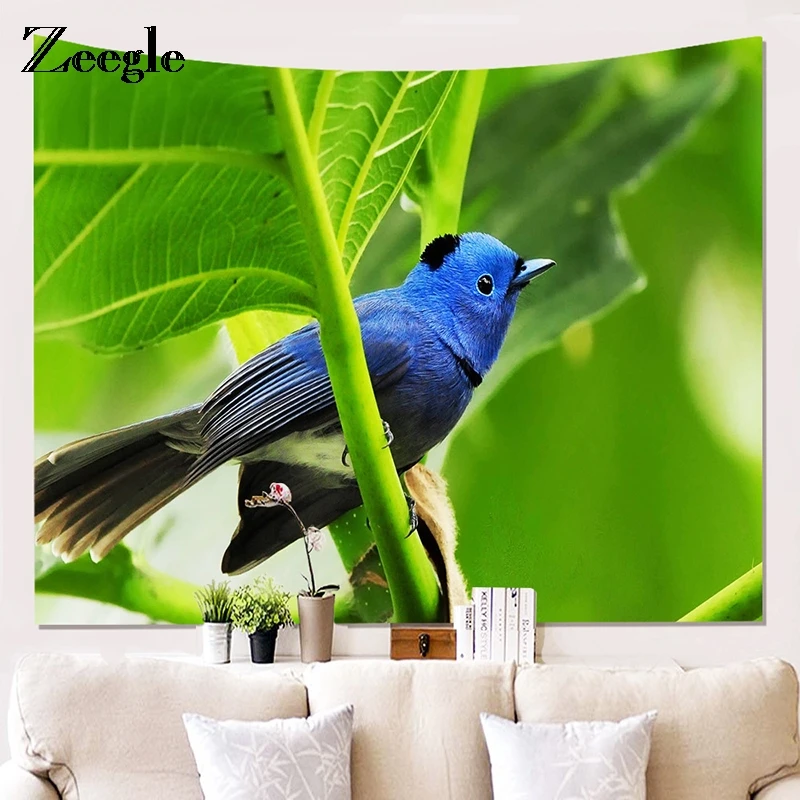 

Zeegle Leaf Bird Tapestry Wall Hanging Beach Throw Towel Yoga Mat Bedspread Table Cloth Home Printed Decoration