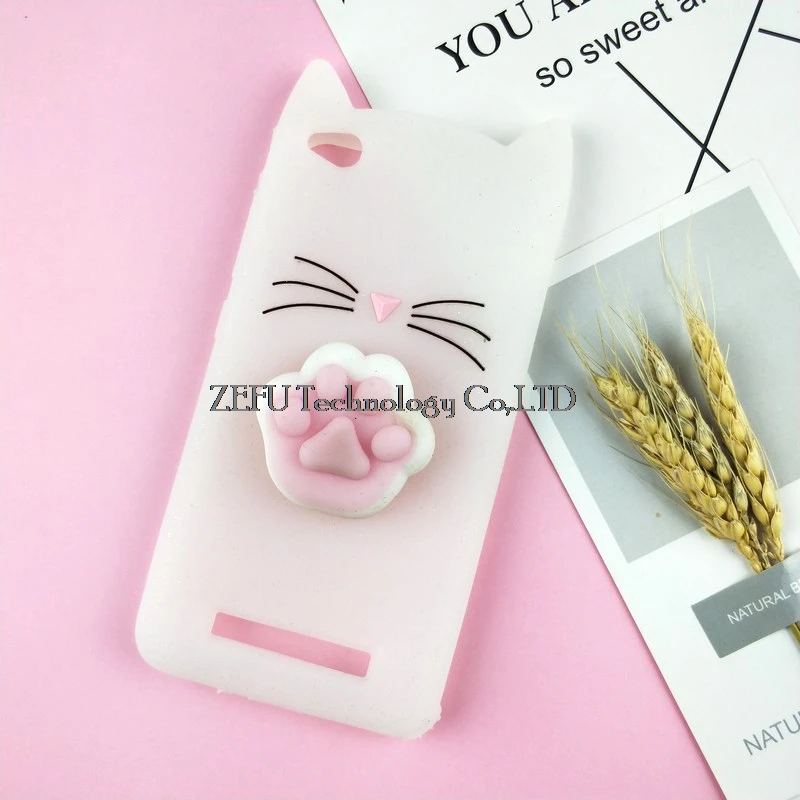 3D милый японский блестящий чехол с котом для Xiaomi Redmi 4A Red Rice 3 Hongmi 4i 4C Redmi Note 3 Note 4X Red Rise Pro Mi5 5S 5X Mi6 - Цвет: HuXu Clear Foot
