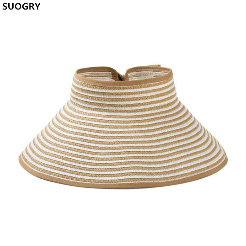 

SUOGRY Brand New Spring Summer Visors Cap Foldable Wide Large Brim Sun Hat Beach Hats for Women Straw Hat Wholesale Chapeau