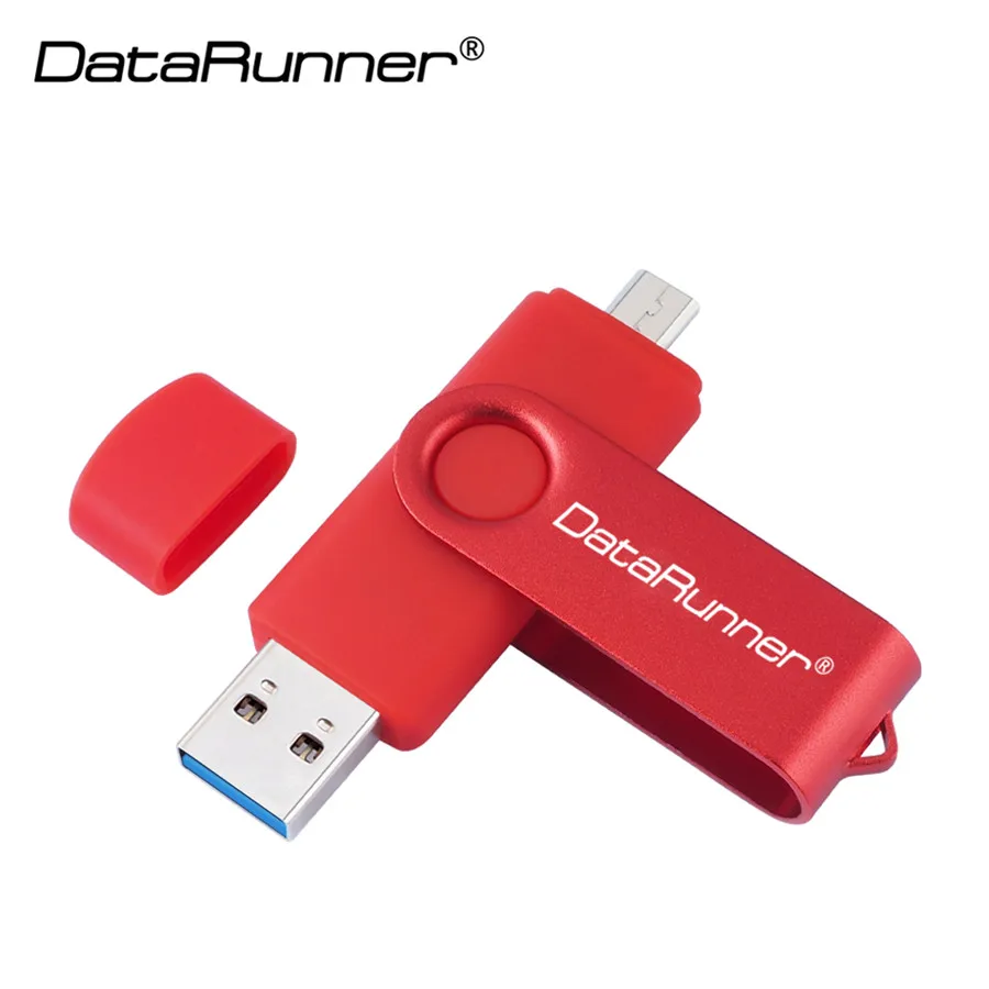 Красный DataRunner высокоскоростной портативный флэш-накопитель 128 ГБ USB флэш-накопитель 16 ГБ 32 ГБ 64 ГБ 256 ГБ Micro Usb флешка 3,0 внешний накопитель - Цвет: Красный