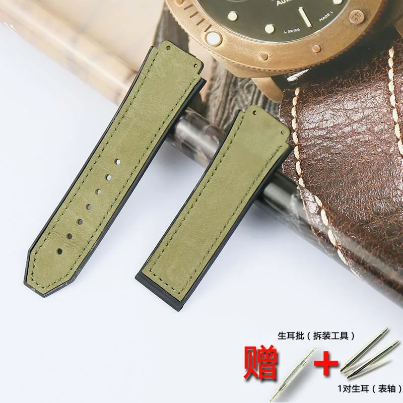 d Аксессуары для часов, мужской резиновый ремешок для Hublot, серия Big Bang, 25 мм* 19 мм, Женский резиновый спортивный кожаный ремешок - Цвет ремешка: d